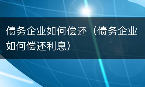 债务企业如何偿还（债务企业如何偿还利息）
