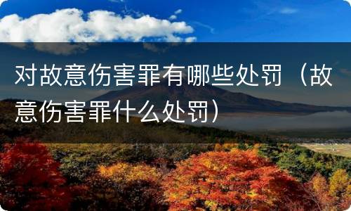 对故意伤害罪有哪些处罚（故意伤害罪什么处罚）