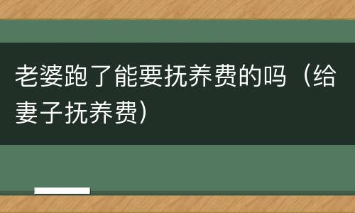 老婆跑了能要抚养费的吗（给妻子抚养费）