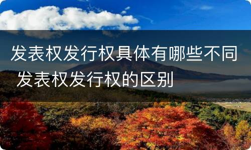 发表权发行权具体有哪些不同 发表权发行权的区别