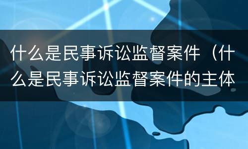 什么是民事诉讼监督案件（什么是民事诉讼监督案件的主体）