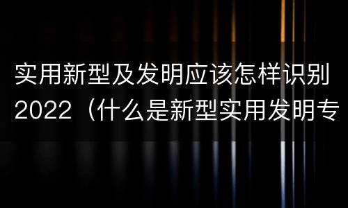 实用新型及发明应该怎样识别2022（什么是新型实用发明专利）