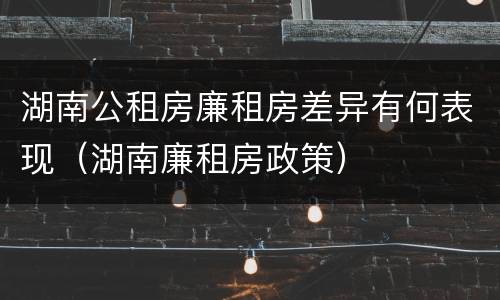 湖南公租房廉租房差异有何表现（湖南廉租房政策）