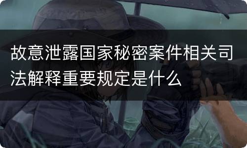 故意泄露国家秘密案件相关司法解释重要规定是什么