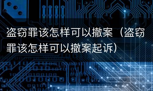 盗窃罪该怎样可以撤案（盗窃罪该怎样可以撤案起诉）