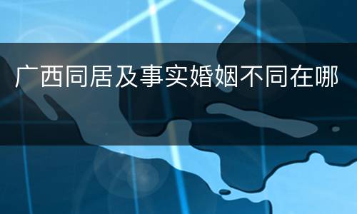 广西同居及事实婚姻不同在哪