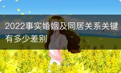 2022事实婚姻及同居关系关键有多少差别