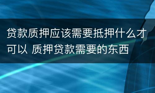 贷款质押应该需要抵押什么才可以 质押贷款需要的东西
