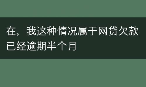在，我这种情况属于网贷欠款已经逾期半个月