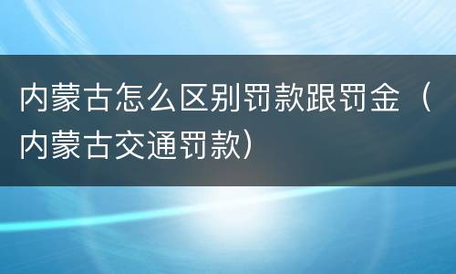 内蒙古怎么区别罚款跟罚金（内蒙古交通罚款）