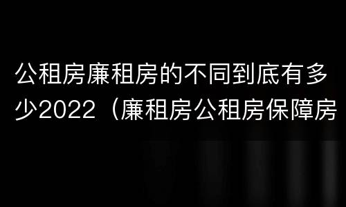公租房廉租房的不同到底有多少2022（廉租房公租房保障房新政策）