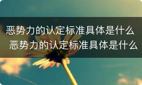 恶势力的认定标准具体是什么 恶势力的认定标准具体是什么意思