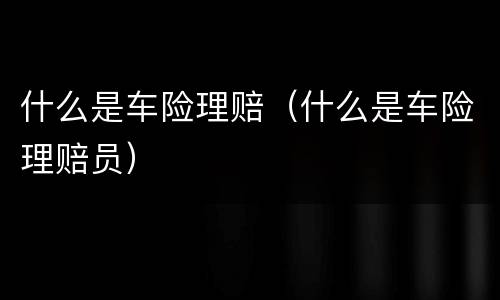 什么是车险理赔（什么是车险理赔员）
