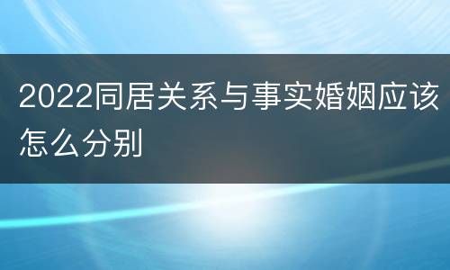 2022同居关系与事实婚姻应该怎么分别