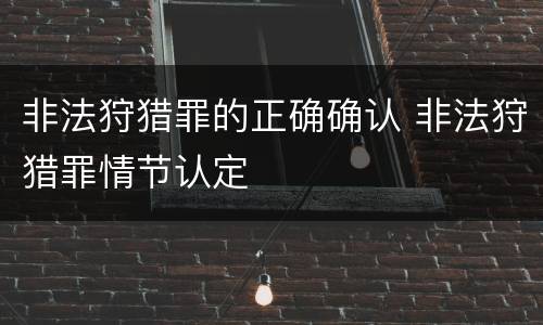 非法狩猎罪的正确确认 非法狩猎罪情节认定