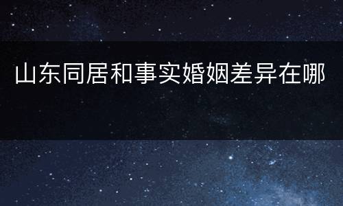 山东同居和事实婚姻差异在哪