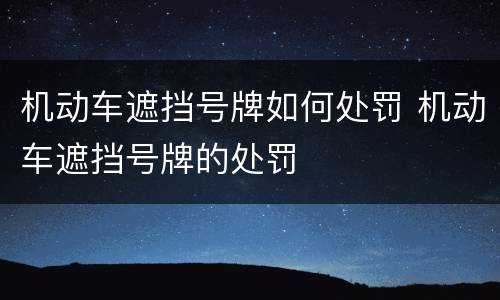 机动车遮挡号牌如何处罚 机动车遮挡号牌的处罚