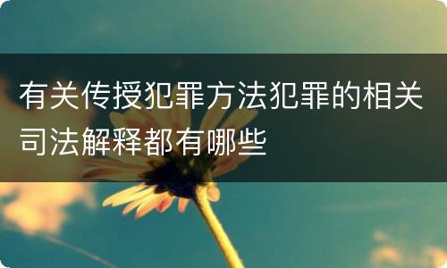 有关传授犯罪方法犯罪的相关司法解释都有哪些