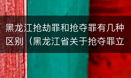 黑龙江抢劫罪和抢夺罪有几种区别（黑龙江省关于抢夺罪立案标准）