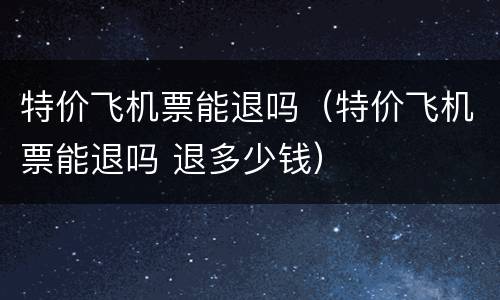 特价飞机票能退吗（特价飞机票能退吗 退多少钱）