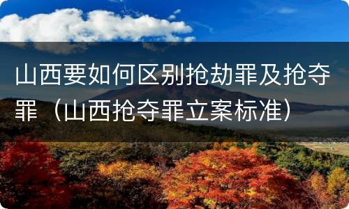山西要如何区别抢劫罪及抢夺罪（山西抢夺罪立案标准）