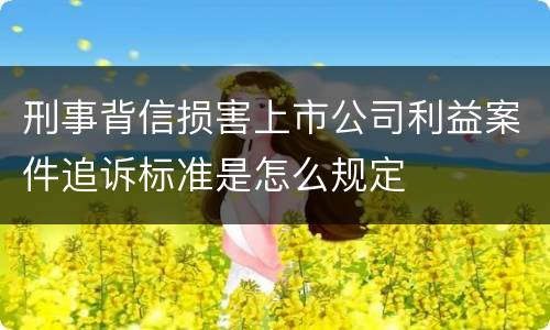 刑事背信损害上市公司利益案件追诉标准是怎么规定