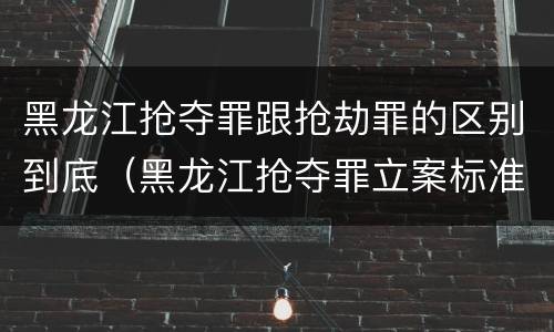 黑龙江抢夺罪跟抢劫罪的区别到底（黑龙江抢夺罪立案标准）