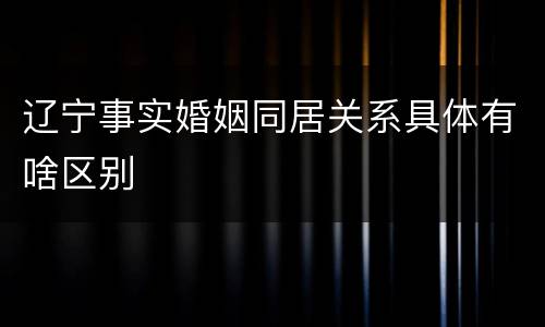 辽宁事实婚姻同居关系具体有啥区别