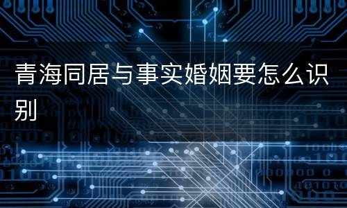 青海同居与事实婚姻要怎么识别