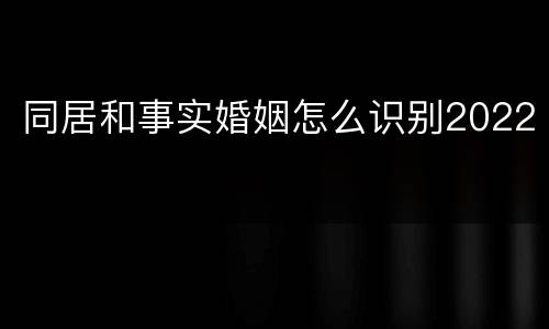 同居和事实婚姻怎么识别2022