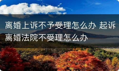 离婚上诉不予受理怎么办 起诉离婚法院不受理怎么办
