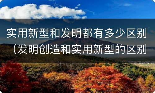 实用新型和发明都有多少区别（发明创造和实用新型的区别）