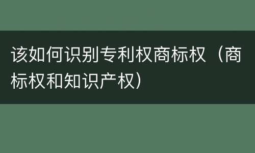 该如何识别专利权商标权（商标权和知识产权）