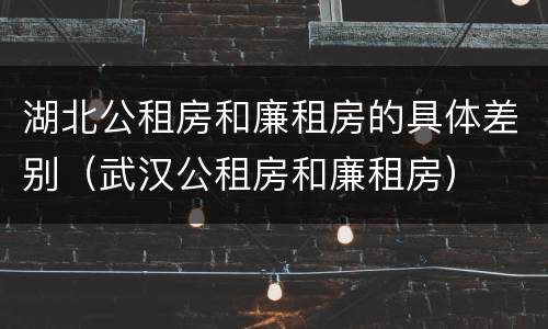湖北公租房和廉租房的具体差别（武汉公租房和廉租房）