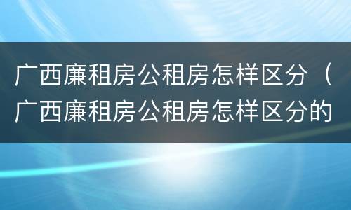 广西廉租房公租房怎样区分（广西廉租房公租房怎样区分的）