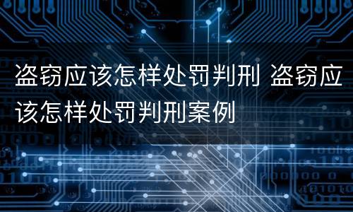 盗窃应该怎样处罚判刑 盗窃应该怎样处罚判刑案例