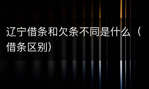 辽宁借条和欠条不同是什么（借条区别）