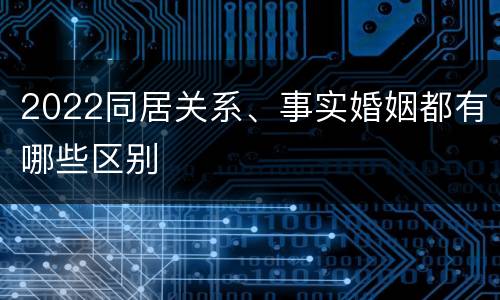 2022同居关系、事实婚姻都有哪些区别