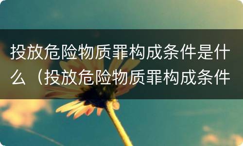 投放危险物质罪构成条件是什么（投放危险物质罪构成条件是什么意思）