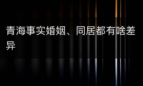 青海事实婚姻、同居都有啥差异