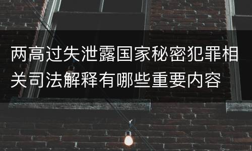 两高过失泄露国家秘密犯罪相关司法解释有哪些重要内容