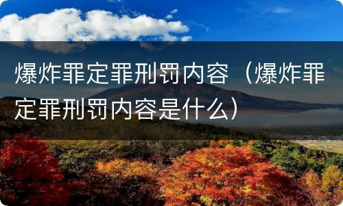 爆炸罪定罪刑罚内容（爆炸罪定罪刑罚内容是什么）