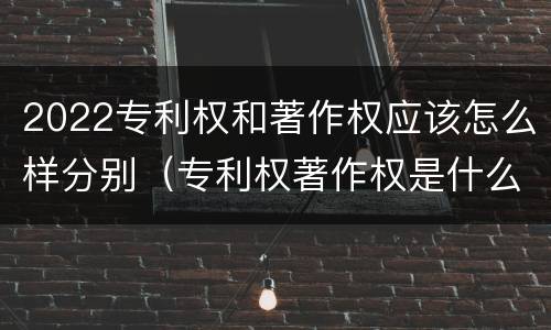 2022专利权和著作权应该怎么样分别（专利权著作权是什么意思）