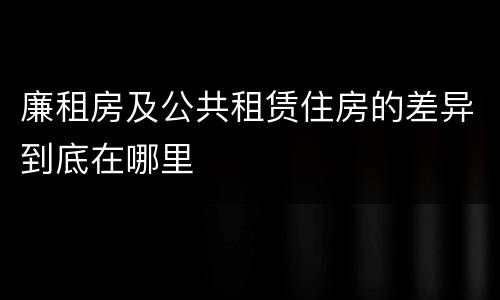 廉租房及公共租赁住房的差异到底在哪里