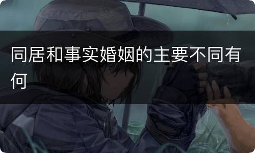 同居和事实婚姻的主要不同有何