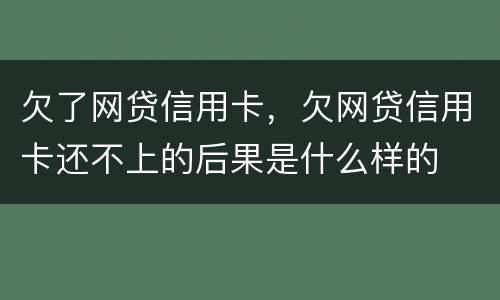 欠了网贷信用卡，欠网贷信用卡还不上的后果是什么样的