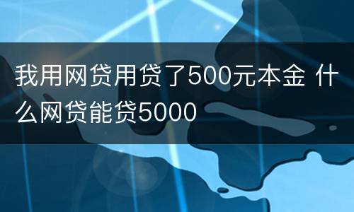 我用网贷用贷了500元本金 什么网贷能贷5000