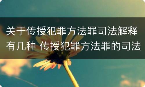 关于传授犯罪方法罪司法解释有几种 传授犯罪方法罪的司法解释