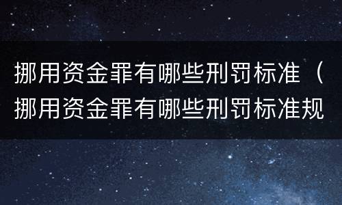 挪用资金罪有哪些刑罚标准（挪用资金罪有哪些刑罚标准规定）
