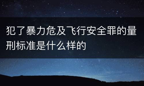 犯了暴力危及飞行安全罪的量刑标准是什么样的
